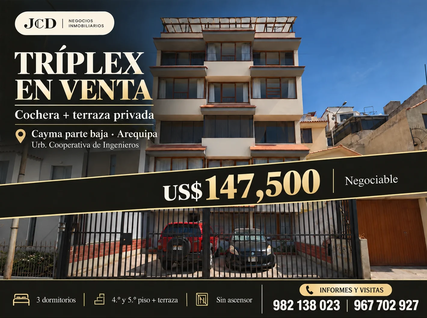Tríplex en Cayma con cochera y terraza privada